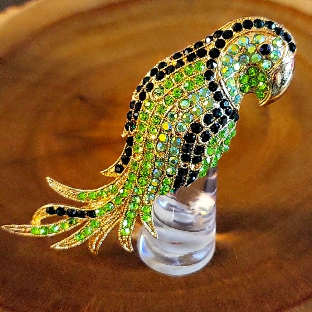 Large Green/Gold Parrot Brooch/Pendant - NWOT